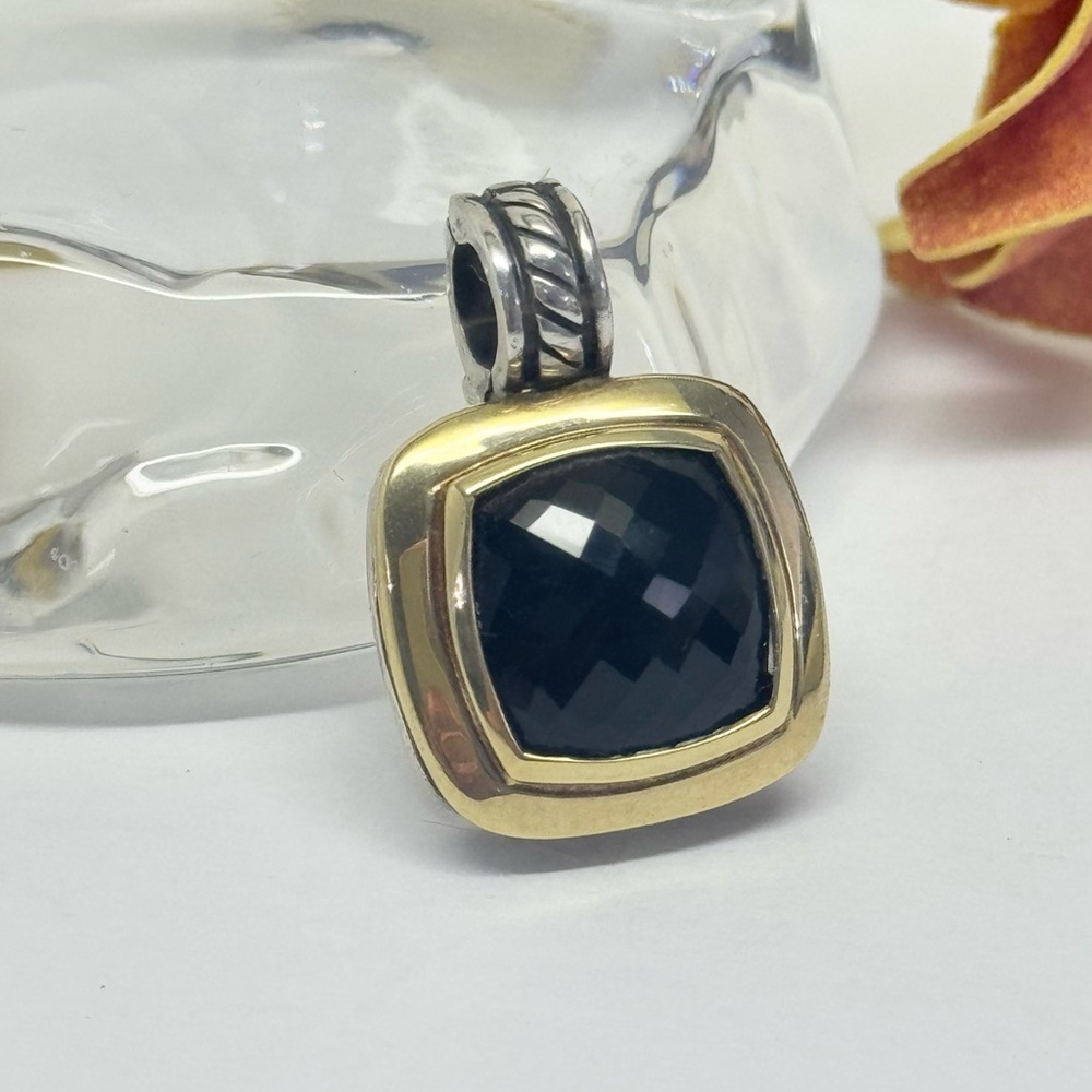 David Yurman Albion Black Onyx Enhancer Pendant .925 18K Gold